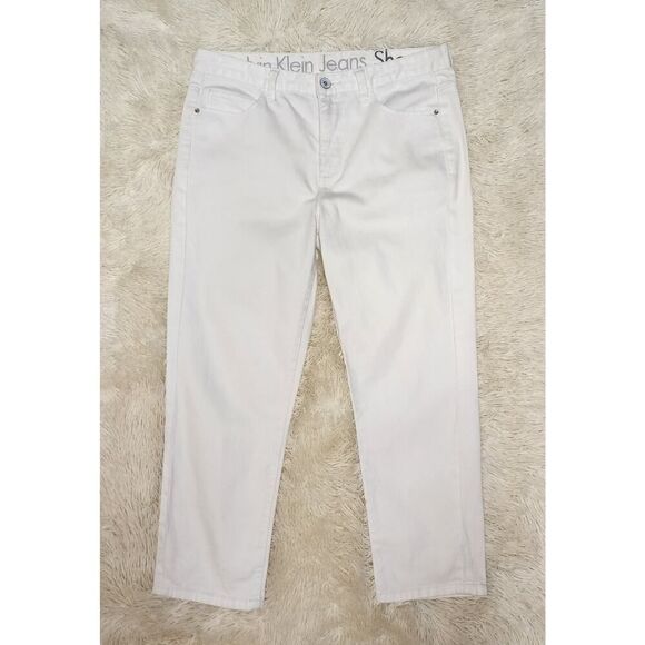 Calvin Klein Jeans Shape Womens Size 32/14 Vintage White Denim Straight Leg Pant - Picture 1 of 9